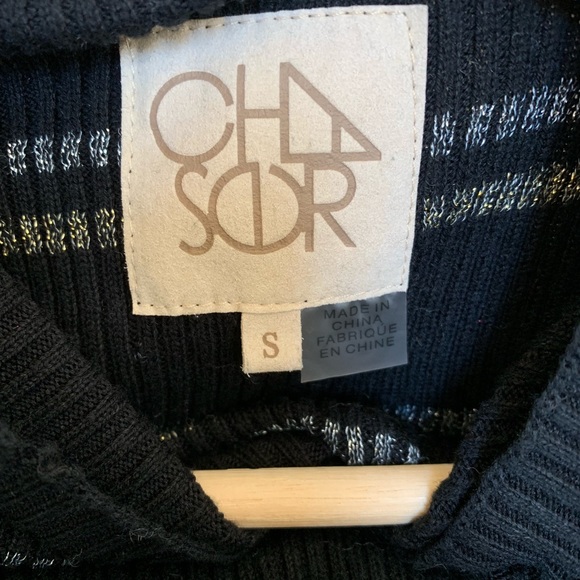 SOLD Chaser | Mock Neck Metallic Sweater Dress - Picture 5 of 5